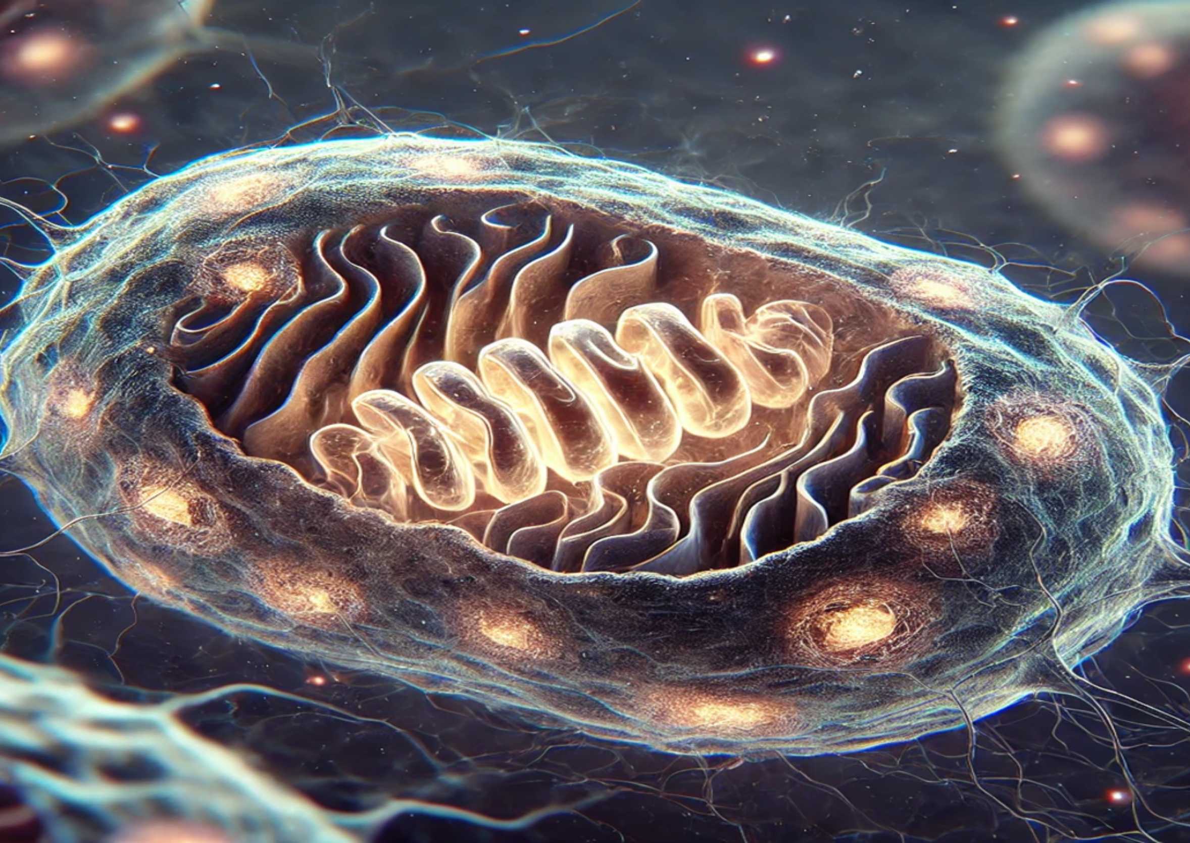 Illustratie van mitochondriën en cellen – symbool voor het immuunsysteem als natuurlijk beschermingsmechanisme