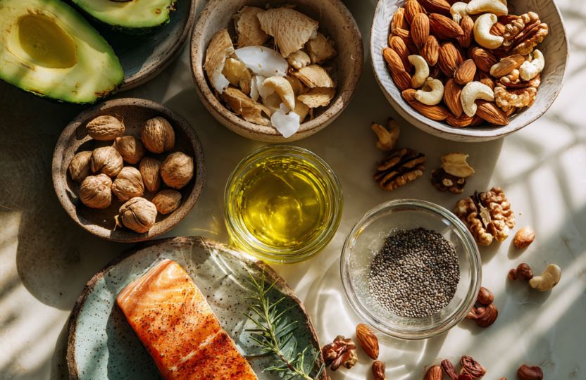Omega-3 rijke voeding: vis, noten, zaden en avocado voor balans en energie